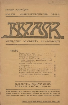 Brzask: Miesięcznik Młodzieży Akademickiej 1922 marzec/kwiecień R.8 Nr3/4