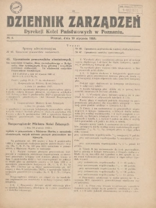 Dziennik Zarządzeń Dyrekcji Kolei Państwowych w Poznaniu. 1924.01.19 Nr4