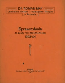 Sprawozdanie za piąty rok obrachunkowy 1923/24.