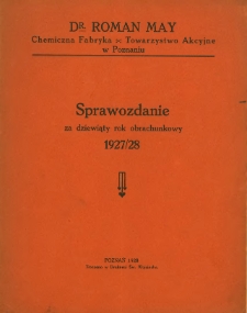 Sprawozdanie za dziewiąty rok obrachunkowy 1927/28.