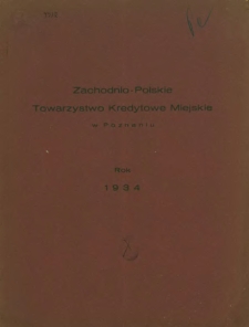 Zachodnio-Polskie Towarzystwo Kredytowe Miejskie w Poznaniu 1934.