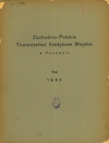 Zachodnio-Polskie Towarzystwo Kredytowe Miejskie w Poznaniu 1935.