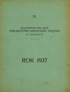 Zachodnio-Polskie Towarzystwo Kredytowe Miejskie w Poznaniu 1937.