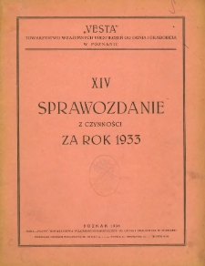 XIV Sprawozdanie z czynności za rok 1933.