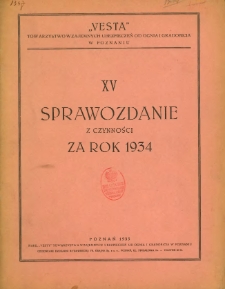 XV Sprawozdanie z czynności za rok 1934.