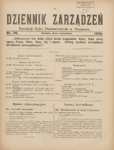 Dziennik Zarządzeń Dyrekcji Kolei Państwowych w Poznaniu. 1924.09.01 Nr26