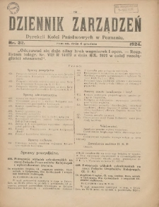 Dziennik Zarządzeń Dyrekcji Kolei Państwowych w Poznaniu. 1924.12.04 Nr32