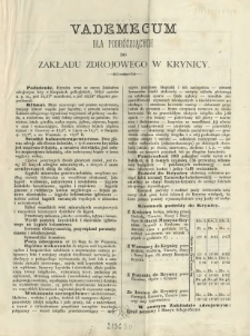 Vademecum dla podr&oacute;żujących do zakładu zdrojowego w Krynicy