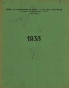 Sprawozdanie z czynności w roku 1933 (szóstym roku bilansowym).