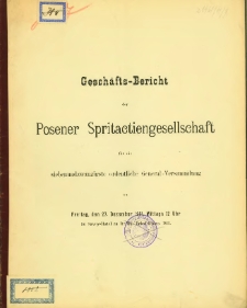 Geschäfts-Bericht Posener Spritactiengesellschaft für die siebenundwanzigste ordentliche General-Versammlung am Freitag, den 27. Dezember 1901.