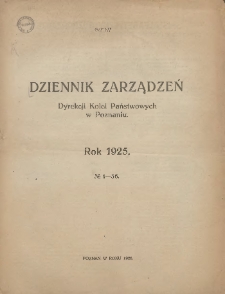 Dziennik Zarządzeń Dyrekcji Kolei Państwowych w Poznaniu. 1925.01.05 Nr1