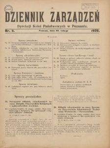 Dziennik Zarządzeń Dyrekcji Kolei Państwowych w Poznaniu. 1925.02.20 Nr5