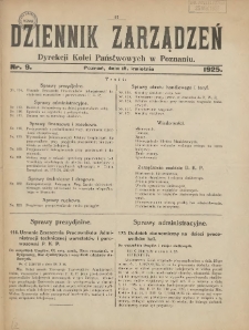 Dziennik Zarządzeń Dyrekcji Kolei Państwowych w Poznaniu. 1925.04.15 Nr9