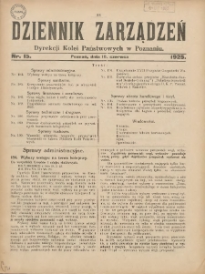 Dziennik Zarządzeń Dyrekcji Kolei Państwowych w Poznaniu. 1925.06.10 Nr15