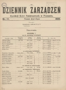 Dziennik Zarządzeń Dyrekcji Kolei Państwowych w Poznaniu. 1925.07.01 Nr17
