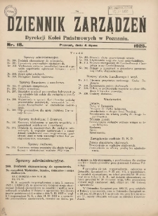Dziennik Zarządzeń Dyrekcji Kolei Państwowych w Poznaniu. 1925.07.04 Nr18