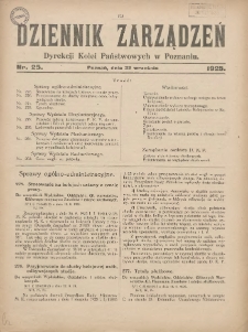 Dziennik Zarządzeń Dyrekcji Kolei Państwowych w Poznaniu. 1925.09.22 Nr25