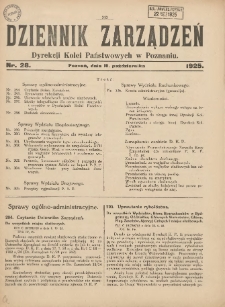 Dziennik Zarządzeń Dyrekcji Kolei Państwowych w Poznaniu. 1925.10.16 Nr28