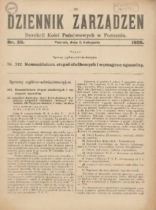 Dziennik Zarządzeń Dyrekcji Kolei Państwowych w Poznaniu. 1925.11.03 Nr30