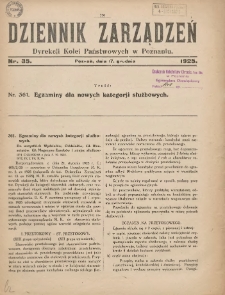 Dziennik Zarządzeń Dyrekcji Kolei Państwowych w Poznaniu. 1925.12.17 Nr35