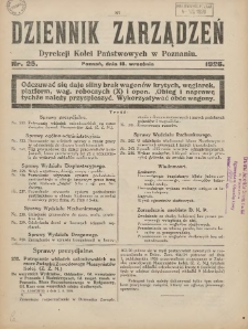 Dziennik Zarządzeń Dyrekcji Kolei Państwowych w Poznaniu. 1926.09.18 Nr25