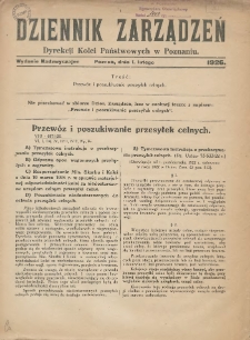 Dziennik Zarządzeń Dyrekcji Kolei Państwowych w Poznaniu. 1926.02.01 Wydanie nadzwyczajne