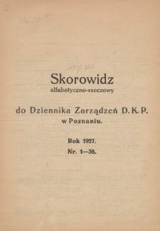 Dziennik Zarządzeń Dyrekcji Kolei Państwowych w Poznaniu. 1927.01.18 Nr1