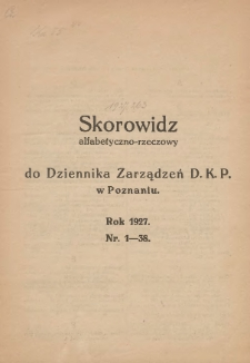 Dziennik Zarządzeń Dyrekcji Kolei Państwowych w Poznaniu. 1927.01.18 Nr1