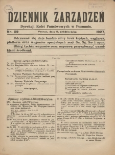 Dziennik Zarządzeń Dyrekcji Kolei Państwowych w Poznaniu. 1927.10.17 Nr29