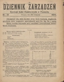 Dziennik Zarządzeń Dyrekcji Kolei Państwowych w Poznaniu. 1927.11.26 Nr33