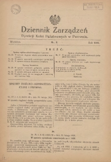 Dziennik Zarządzeń Dyrekcji Kolei Państwowych w Poznaniu. 1928.03.15 Nr5