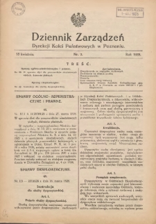Dziennik Zarządzeń Dyrekcji Kolei Państwowych w Poznaniu. 1928.04.15 Nr7