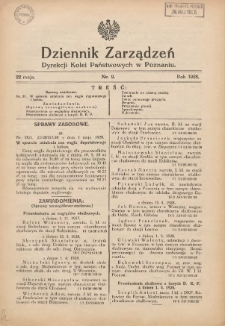 Dziennik Zarządzeń Dyrekcji Kolei Państwowych w Poznaniu. 1928.05.22 Nr9