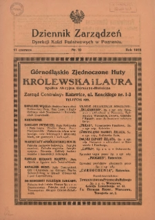 Dziennik Zarządzeń Dyrekcji Kolei Państwowych w Poznaniu. 1928.06.11 Nr10