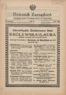 Dziennik Zarządzeń Dyrekcji Kolei Państwowych w Poznaniu. 1928.08.22 Nr15