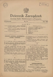 Dziennik Zarządzeń Dyrekcji Kolei Państwowych w Poznaniu. 1928.11.15 Nr21