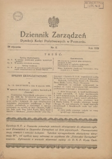 Dziennik Zarządzeń Dyrekcji Kolei Państwowych w Poznaniu. 1929.01.24 Nr2