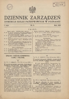 Dziennik Zarządzeń Dyrekcji Kolei Państwowych w Poznaniu. 1929.05.07 Nr8