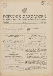 Dziennik Zarządzeń Dyrekcji Kolei Państwowych w Poznaniu. 1929.09.07 Nr16