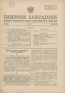 Dziennik Zarządzeń Dyrekcji Okręgowej Kolei Państwowych w Poznaniu. 1930.05.13 Nr8
