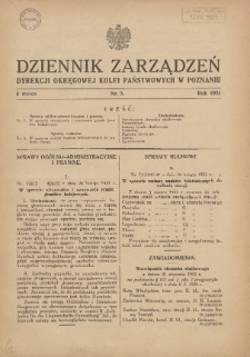 Dziennik Zarządzeń Dyrekcji Okręgowej Kolei Państwowych w Poznaniu. 1931.03.06 Nr3