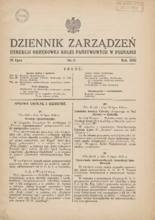 Dziennik Zarządzeń Dyrekcji Okręgowej Kolei Państwowych w Poznaniu. 1932.06.15 Nr4