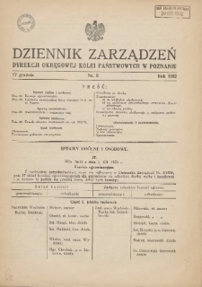 Dziennik Zarządzeń Dyrekcji Okręgowej Kolei Państwowych w Poznaniu. 1932.12.17 Nr8