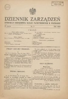 Dziennik Zarządzeń Dyrekcji Okręgowej Kolei Państwowych w Poznaniu. 1933.03.25 Nr3