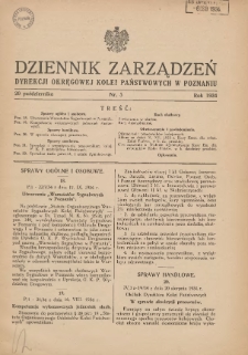 Dziennik Zarządzeń Dyrekcji Okręgowej Kolei Państwowych w Poznaniu. 1934.10.20 Nr5