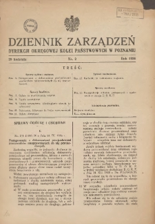 Dziennik Zarządzeń Dyrekcji Okręgowej Kolei Państwowych w Poznaniu. 1936.04.29 Nr2