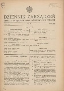 Dziennik Zarządzeń Dyrekcji Okręgowej Kolei Państwowych w Poznaniu. 1936.06.03 Nr3