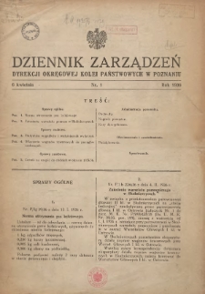 Dziennik Zarządzeń Dyrekcji Okręgowej Kolei Państwowych w Poznaniu. 1936.04.06 Nr1