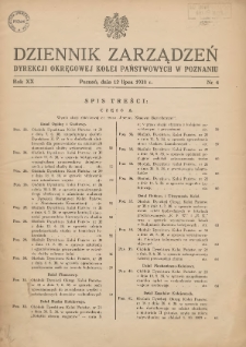 Dziennik Zarządzeń Dyrekcji Okręgowej Kolei Państwowych w Poznaniu. 1938.07.12 Nr4