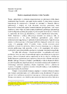 Budowa organizacji zdrowia w Lidze Narod&oacute;w